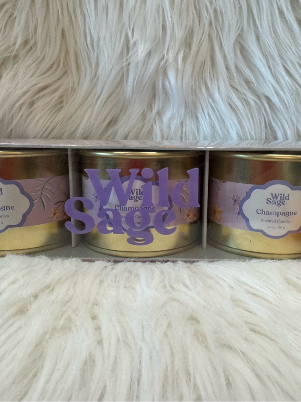 Wild Sage Champagne 10oz Scented Candle Set x3